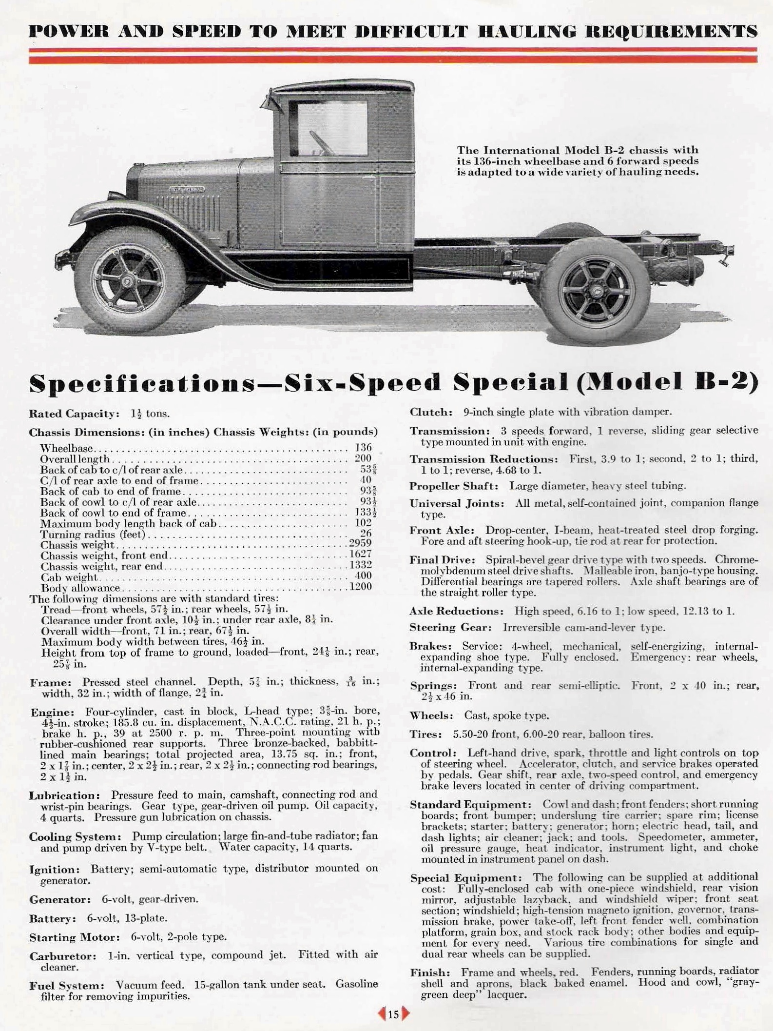 1931 International Specifications Sheet Page 2